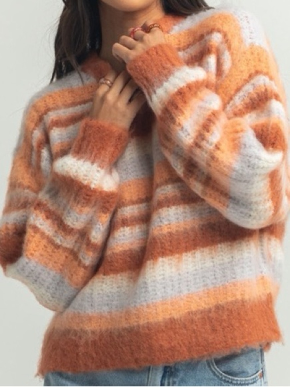 Obey Striped Crewneck Wool Blend Sweater